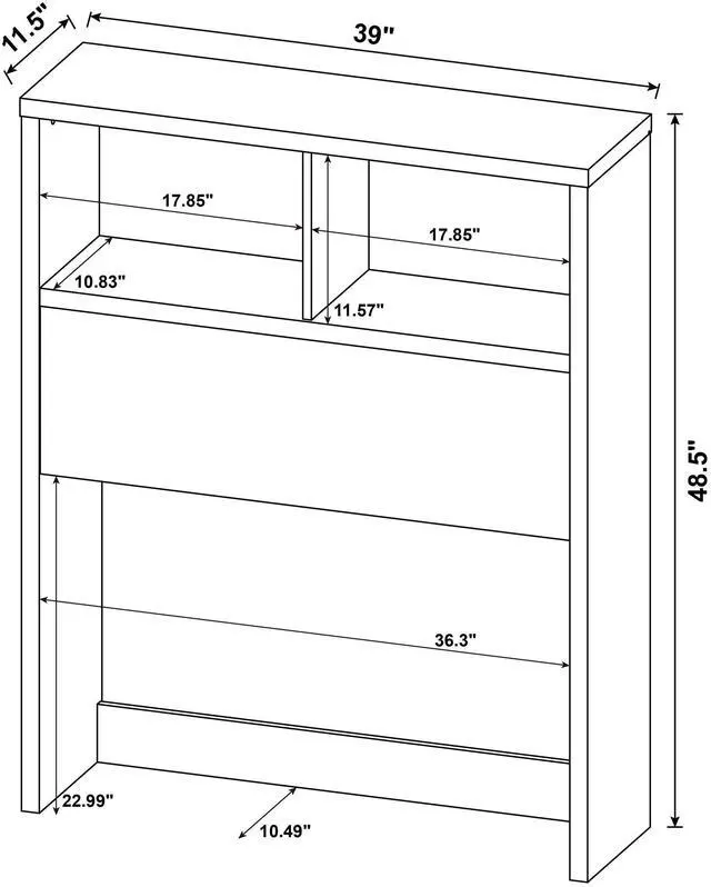 Alt view image 3 of 7 - Geary Black 3-piece Twin Bedroom Set with Bookcase Headboard