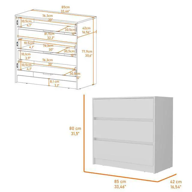 Alt view image 3 of 6 - Lewes 2 Piece Bedroom Set, Dresser + Armoire, White