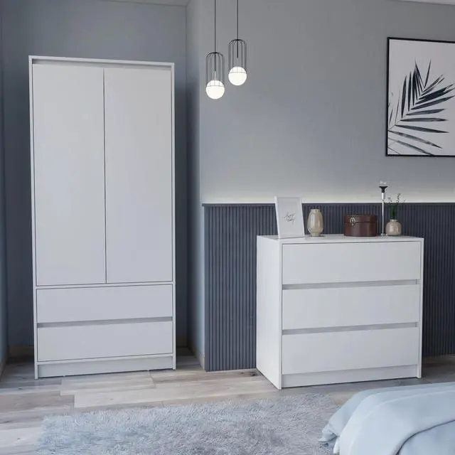 Alt view image 2 of 6 - Lewes 2 Piece Bedroom Set, Dresser + Armoire, White