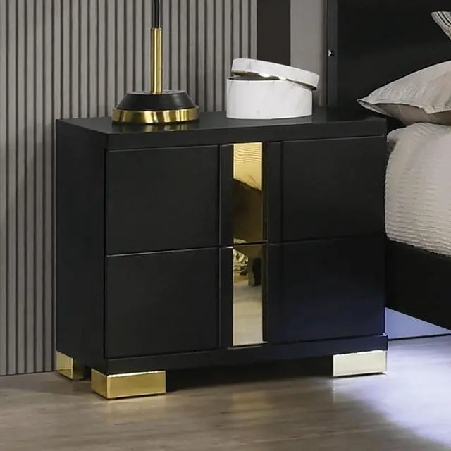 Alt view image 4 of 7 - Modern Black 3Pc Bedroom Set Queen Size Bed W Led 2X Nightstands Mattress Ready Furniture Acrylic Trim