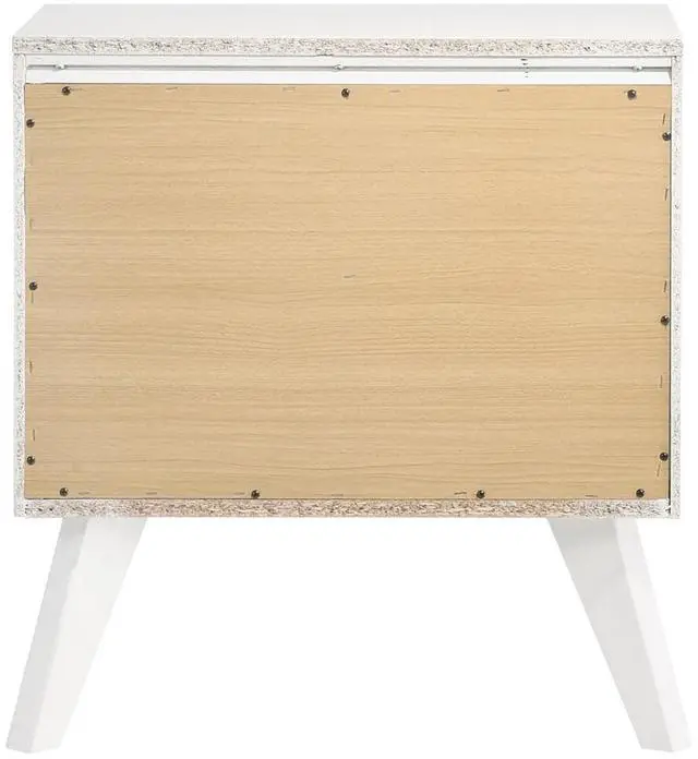Alt view image 7 of 7 - White Queen Size Bed 2X Nightstands Wave Texture Panel Hb Bedroom Furniture Contemporary 3Pc Set