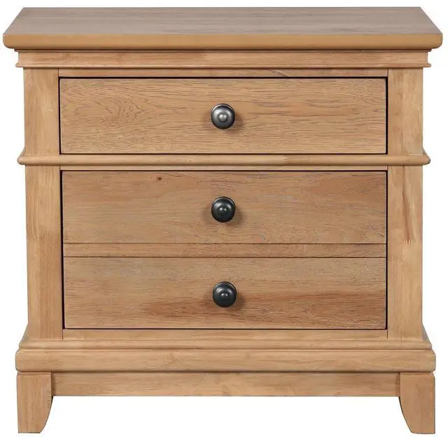 Alt view image 5 of 7 - 3Pc Set Farmhouse Style Twin Size Bed Nightstands Plank Headboard Natural Oak Bedroom Furniture