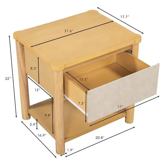 Alt view image 3 of 7 - Modern Queen Bed Frame Set With 2 Nightstands, Beige Wood Platform Bed With Headboard And Matching Bedside Tables For Bedroom