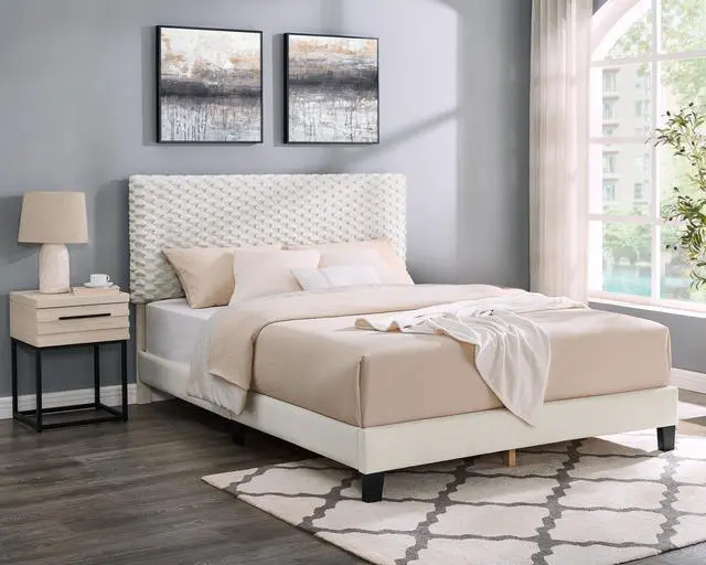 Main image of Findlay 2-Piece Bedroom Set, Plush 3D Upholstered Bed with Nightstand, Queen
