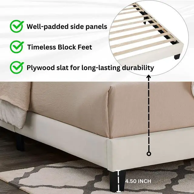 Alt view image 4 of 7 - Roundhill Furniture Findlay 2-Piece Bedroom Set, Plush 3D Upholstered Bed with Nightstand, Full