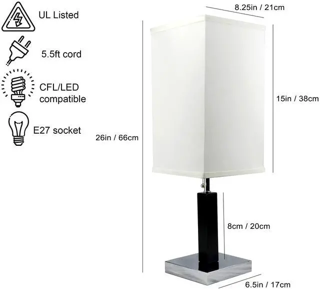 Alt view image 6 of 7 - 26"H Brown Square Wooden Table Lamp (1Pc/Ctn) (0.92/5.55)
