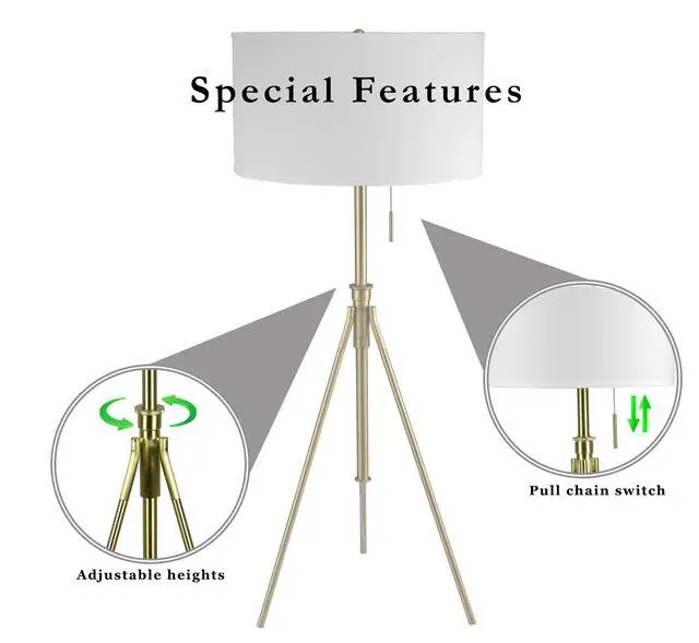 Alt view image 4 of 5 - 58" - 72"H Adjustable Tripod Floor W/ Kd Shade (1Pcs/Ctn) (1.78/9.9)