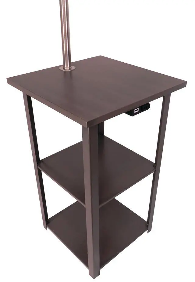 Alt view image 7 of 7 - 58" Squared Sofa Side Shelves Table Lamp W/ Power Station (1.14/14.96)