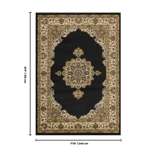 Alt view image 5 of 5 - Classic GC_VIN5010 Black 7 ft. 10 in. x 10 ft. 3 in. Area Rug