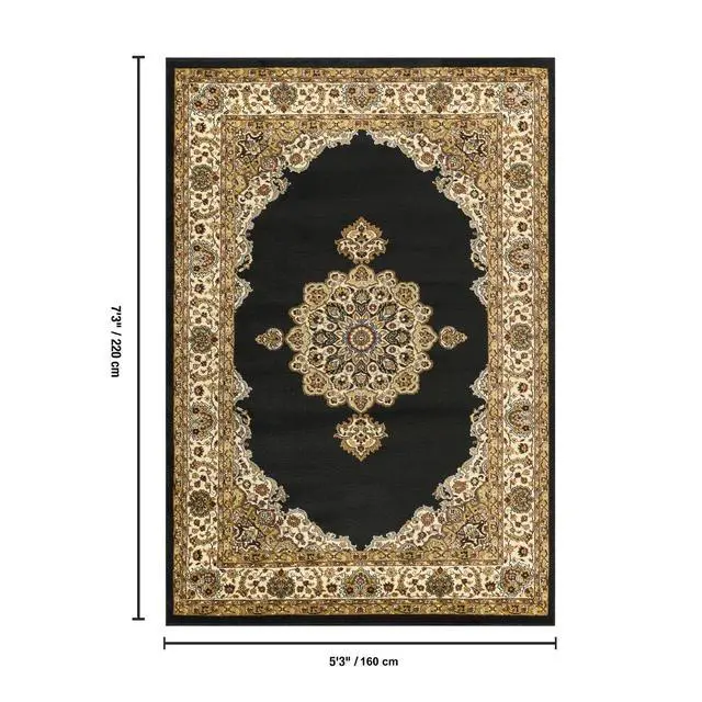 Alt view image 5 of 5 - Classic GC_VIN5010 Black 5 ft. 3 in. x 7 ft. 3 in. Area Rug
