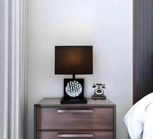 Main image of 22"H Black Pewter Square Crystal Centerpiece with Night Light, Usb Port + Power Outlet