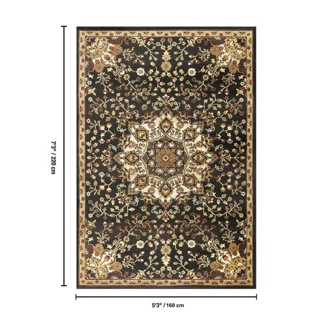 Alt view image 5 of 5 - Classic GC_VIN5016 Black 5 ft. 3 in. x 7 ft. 3 in. Area Rug