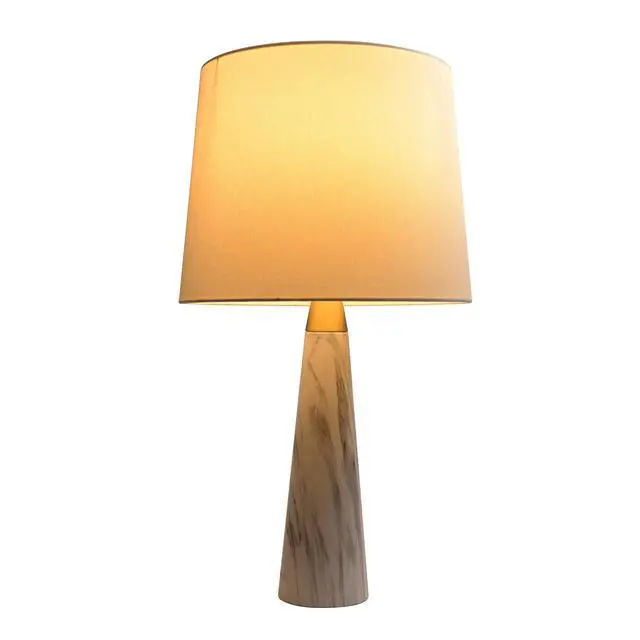 Alt view image 5 of 7 - Enclave Hydro White Table Lamp with on/Off Switch Faux Marble Base Fabric Shade