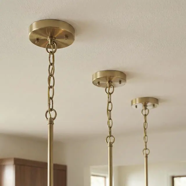 Alt view image 5 of 5 - Vista Single Pendant Chain Hanging Light with Clear Glass - Satin Brass