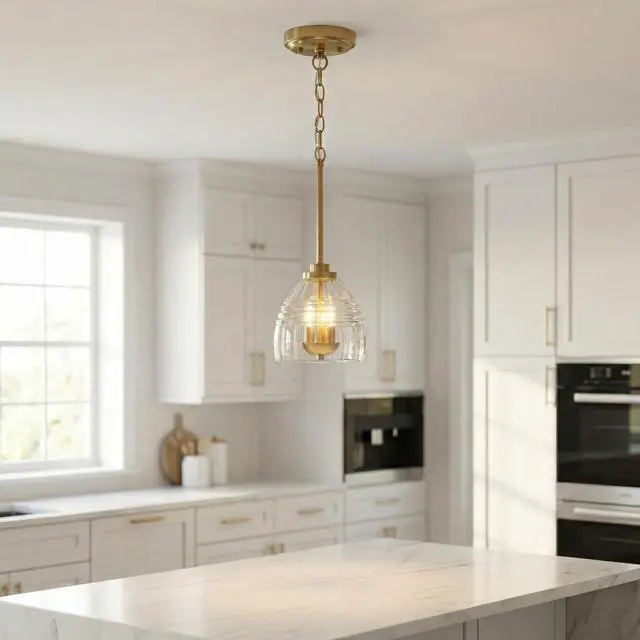 Alt view image 3 of 7 - Ember Three Candle Lights Chain Pendant with Clear Glass - Satin Brass