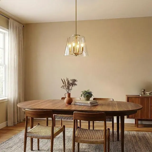 Main image of Soiree Four Candle Lights Pendant with Clear Glass - Satin Brass