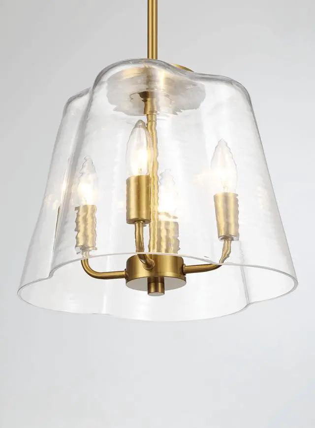 Alt view image 3 of 4 - Soiree Four Candle Lights Pendant with Clear Glass - Satin Brass