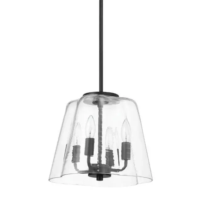 Alt view image 6 of 7 - Soiree Four Candle Lights Pendant with Clear Glass - Black Finish