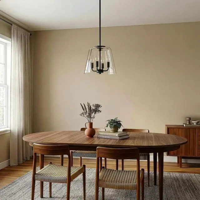 Alt view image 5 of 7 - Soiree Four Candle Lights Pendant with Clear Glass - Black Finish