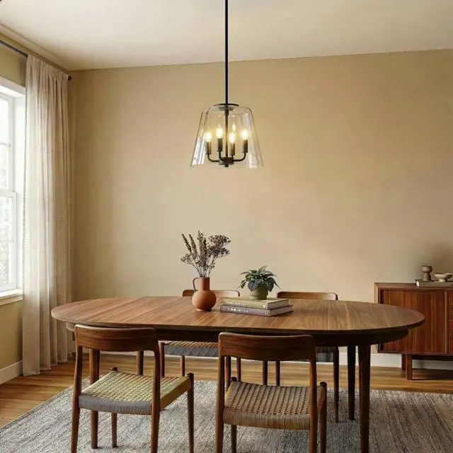 Alt view image 4 of 7 - Soiree Four Candle Lights Pendant with Clear Glass - Black Finish
