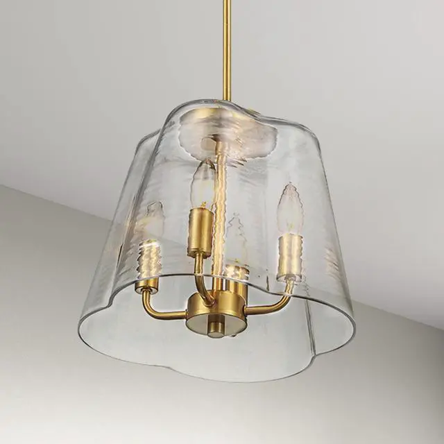 Alt view image 4 of 4 - Soiree Four Candle Lights Pendant with Clear Glass - Satin Brass