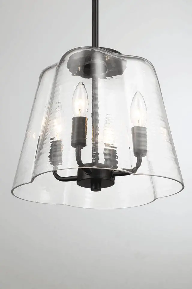 Alt view image 7 of 7 - Soiree Four Candle Lights Pendant with Clear Glass - Black Finish