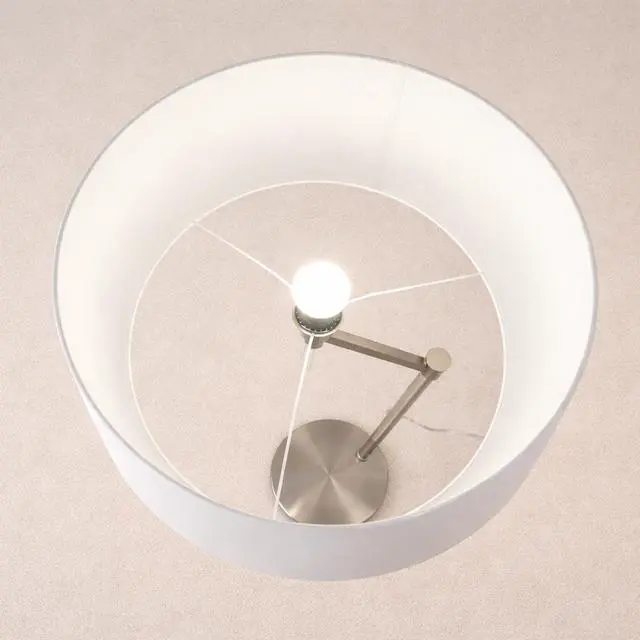 Alt view image 6 of 7 - Horizon Brushed Nickel Table Lamp with on/Off Switch Curved Metal Base Linen Shade