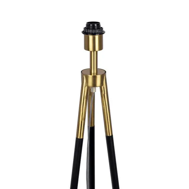 Alt view image 3 of 3 - Sway Brassed Gold Floor Lamp with on/Off Switch Triple Legs White Fabric Shade