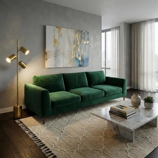 Alt view image 3 of 7 - Harmony Brassed Gold Floor Lamp with Rotary Switch Triple Spots Metal Block Base