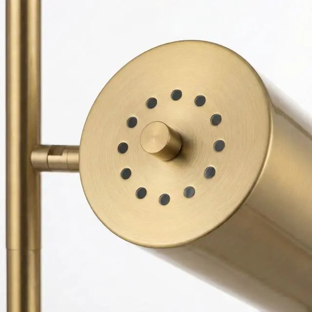 Alt view image 7 of 7 - Harmony Brassed Gold Floor Lamp with Rotary Switch Triple Spots Metal Block Base