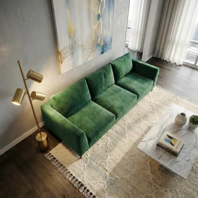 Alt view image 4 of 7 - Harmony Brassed Gold Floor Lamp with Rotary Switch Triple Spots Metal Block Base