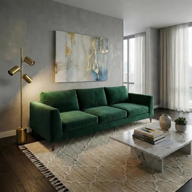 Alt view image 6 of 7 - Harmony Brassed Gold Floor Lamp with Rotary Switch Triple Spots Metal Block Base