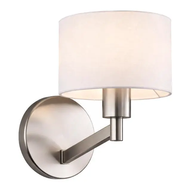 Alt view image 5 of 7 - Nebula Brushed Nickel Base Wall Lamp with Rotary Switch White Fabric Shade
