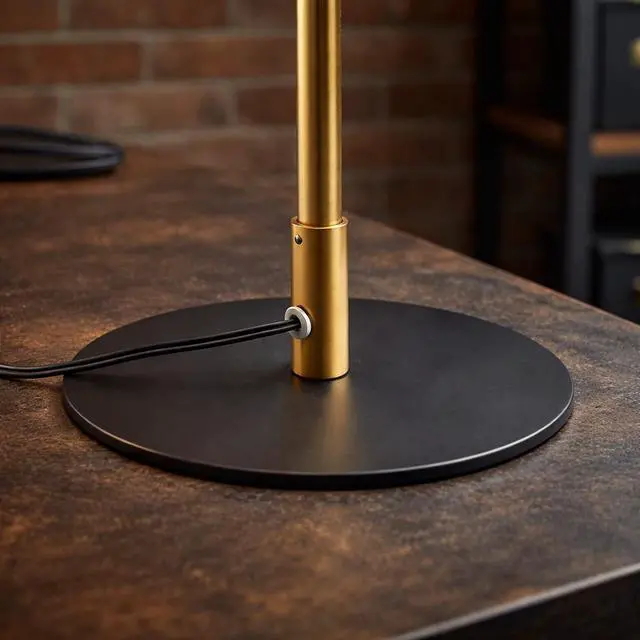 Alt view image 2 of 6 - Dimond Black Led Table Lamp with on/Off Switch Round Metal Base