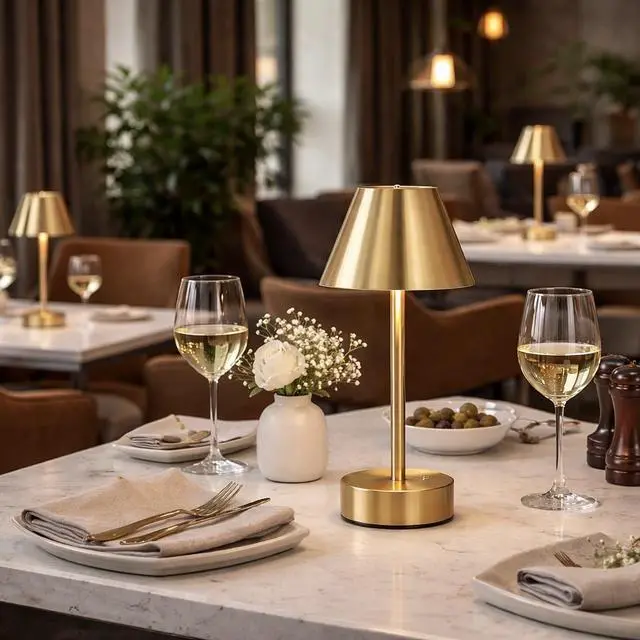 Alt view image 4 of 6 - Elegance Rechargeable Led Table Lamp Plated Brass Led touch Switch