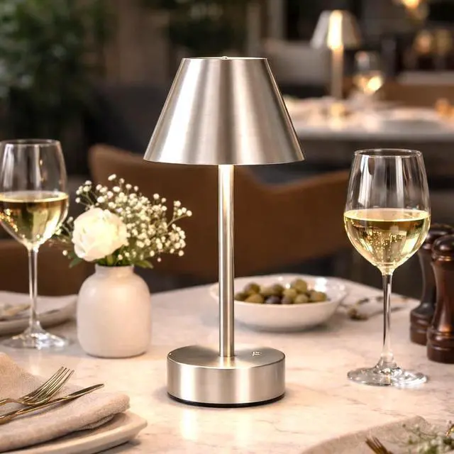 Alt view image 2 of 6 - Elegance Rechargeable Led Table Lamp Brushed Nickel Led touch Switch