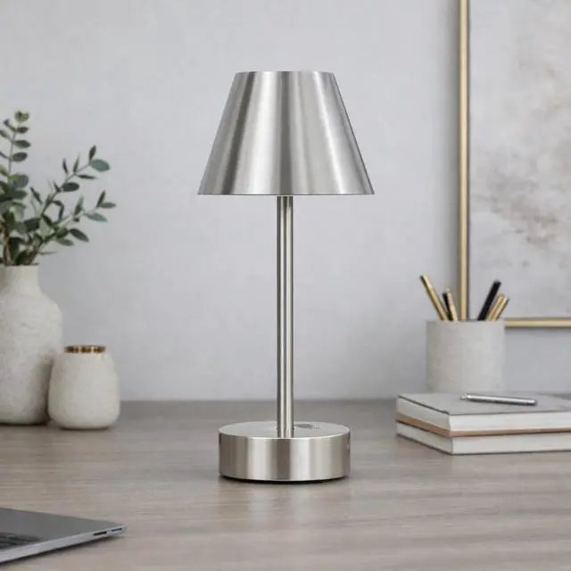 Alt view image 5 of 6 - Elegance Rechargeable Led Table Lamp Brushed Nickel Led touch Switch
