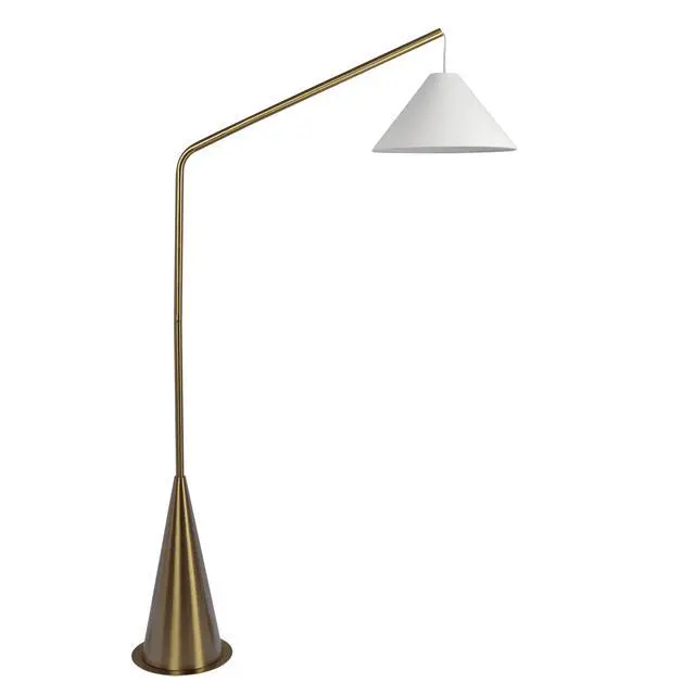 Alt view image 2 of 7 - Lisbon Black Floor Lamp with on/Off Switch Coned Base Hanging White Fabric Shade