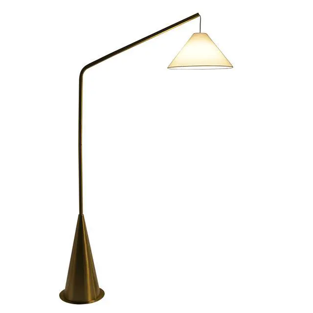 Alt view image 4 of 7 - Lisbon Black Floor Lamp with on/Off Switch Coned Base Hanging White Fabric Shade
