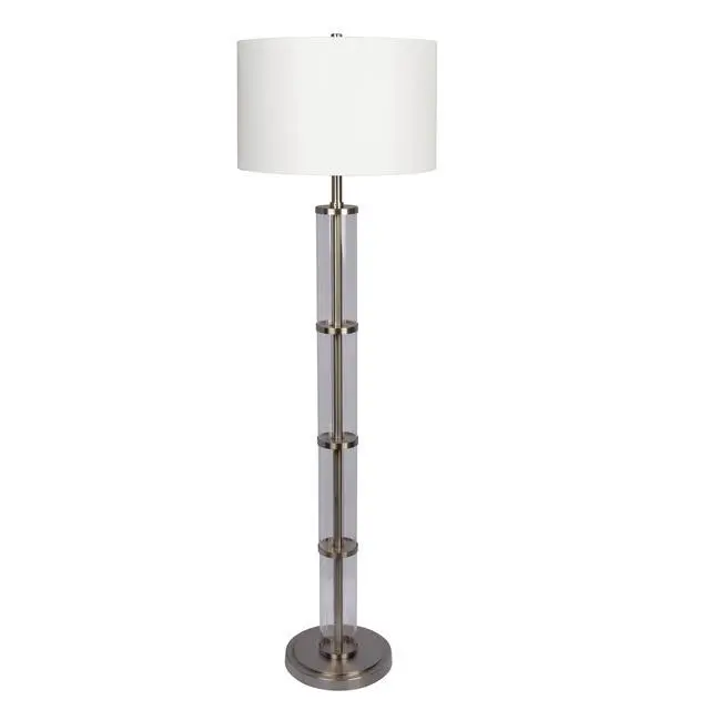 Alt view image 4 of 5 - Nimbus Brushed Nickel Floor Lamp with 3-Way Rotary Switch Clear Glass Body Metal Base