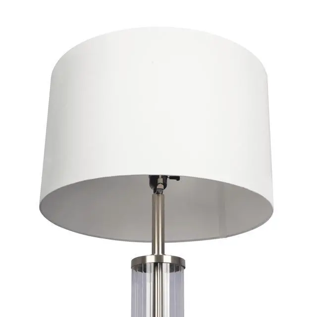 Alt view image 5 of 5 - Nimbus Brushed Nickel Floor Lamp with 3-Way Rotary Switch Clear Glass Body Metal Base