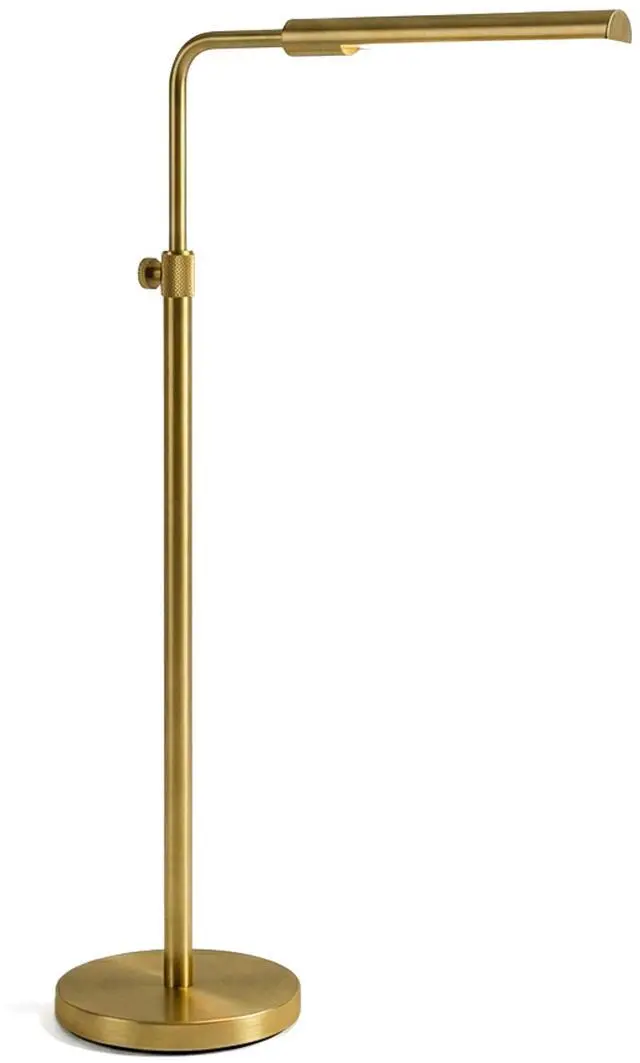 Alt view image 6 of 7 - Verve Brassed Gold Floor Lamp with on/Off Switch Adjustable Led Round Base