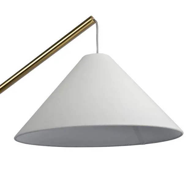 Alt view image 7 of 7 - Lisbon Black Floor Lamp with on/Off Switch Coned Base Hanging White Fabric Shade