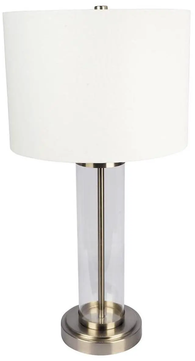 Alt view image 5 of 5 - Luna Brushed Nickel Table Lamp with on/Off Switch Clear Glass Body Metal Base