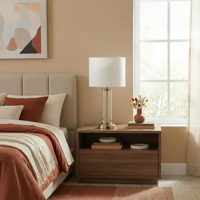 Alt view image 2 of 5 - Luna Brushed Nickel Table Lamp with on/Off Switch Clear Glass Body Metal Base