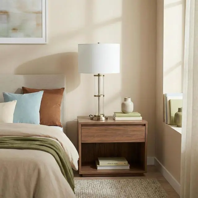 Alt view image 3 of 6 - Echo Brushed Nickel Table Lamp with on/Off Switch Clear Glass Body Metal Base