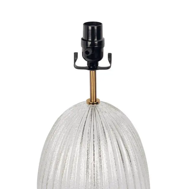 Alt view image 5 of 5 - Aurora Ribbed Glass Lamp Base Clear Table Lamp Large Linen Shade