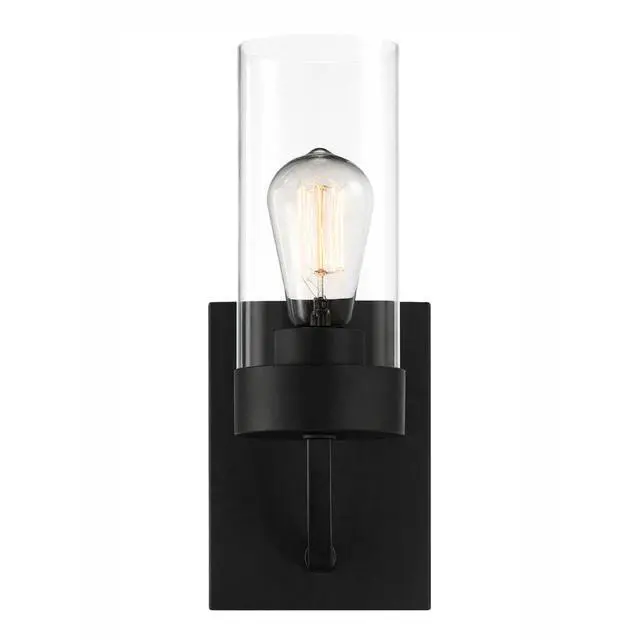 Alt view image 4 of 7 - Zephyr Single Light Sconce with Clear Glass Metal Black Finish