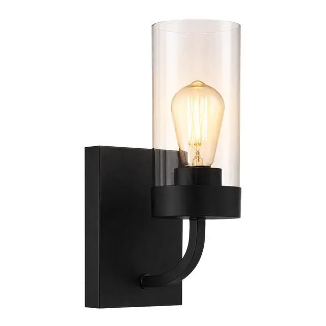 Alt view image 2 of 7 - Zephyr Single Light Sconce with Clear Glass Metal Black Finish