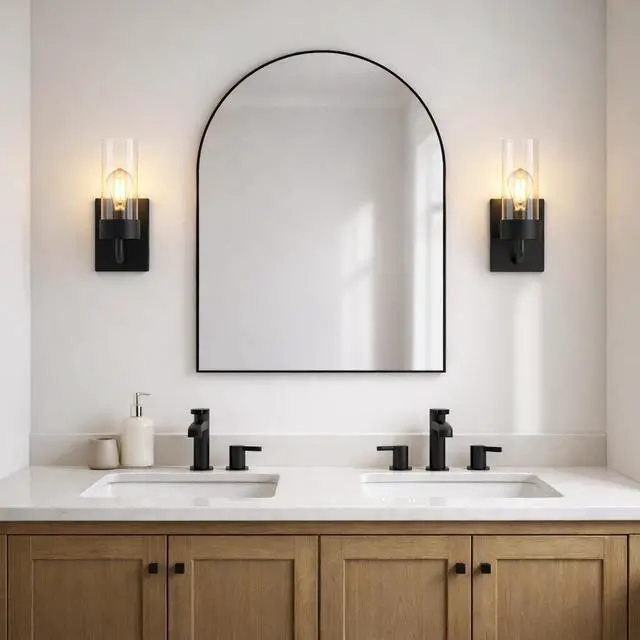Alt view image 7 of 7 - Zephyr Single Light Sconce with Clear Glass Metal Black Finish